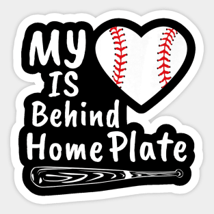 My Heart Is Behind Home Plate Baseball Bat Mom Dad Sticker